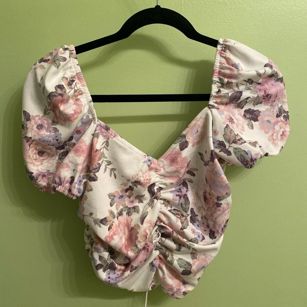 ASOS Floral Cropped Peasant Top